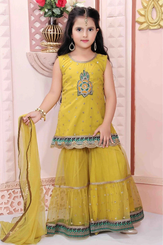 Yellow Net Party Wear Sharara Suit NCGW10710771