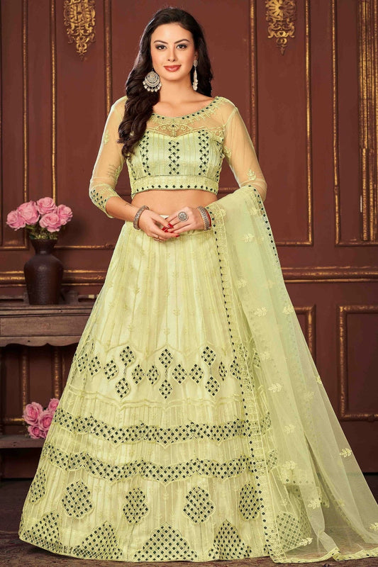 Yellow Net Semi Stitched Lehenga Choli NCLC11710133