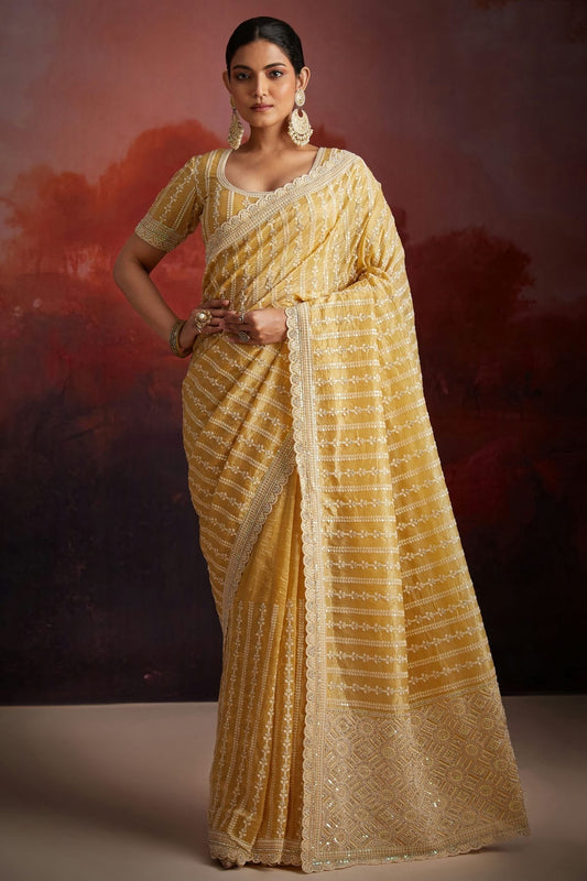 Yellow Organza Designer Saree NCSD10810188