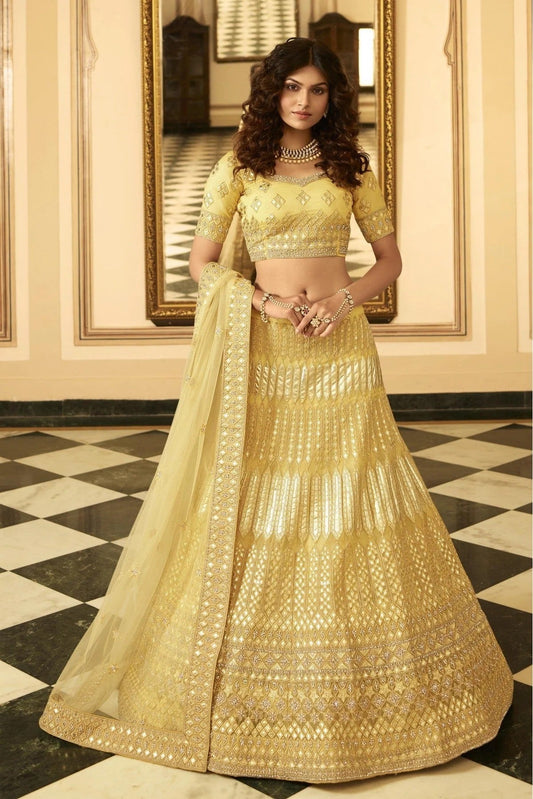Yellow Organza Embroidery Lehenga Choli NCLC10810473