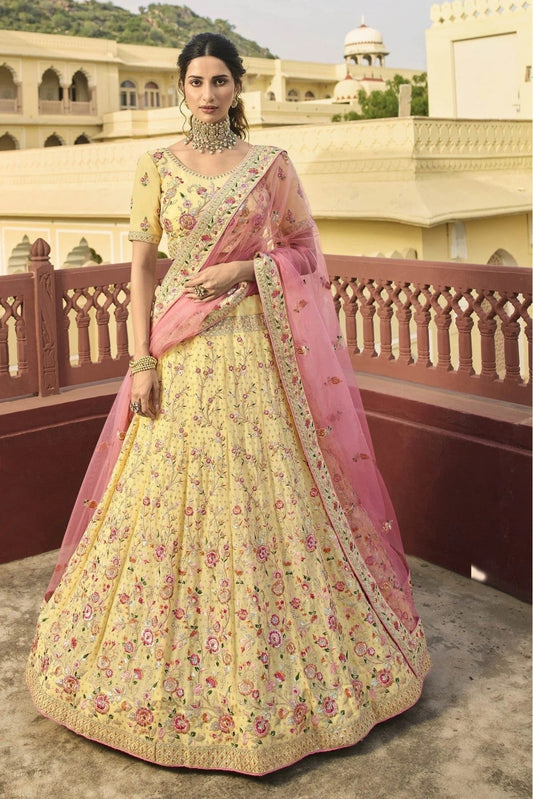 Yellow Organza Embroidery Lehenga Choli NCLC10810476