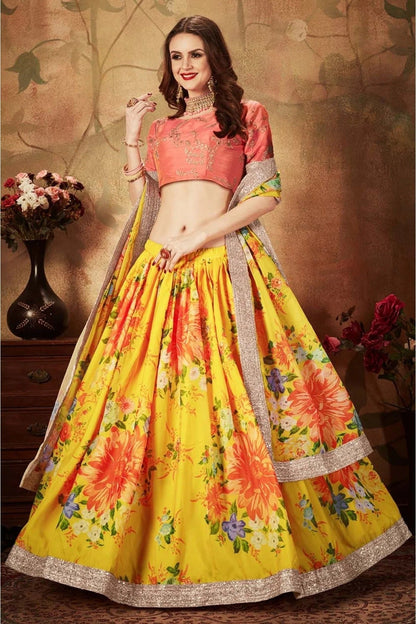 Yellow Organza Lehenga Choli NCLC10110315