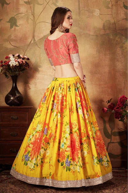 Yellow Organza Lehenga Choli NCLC10110315