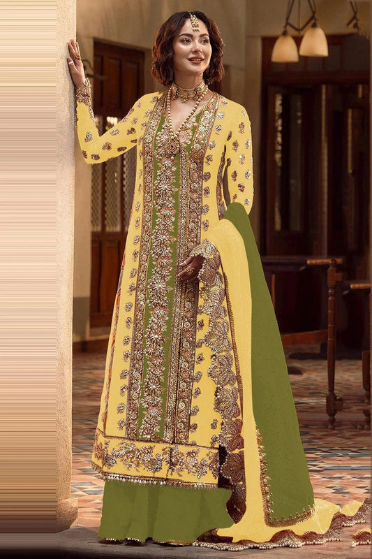 Yellow Organza Pakistani Suit NCSM11410553