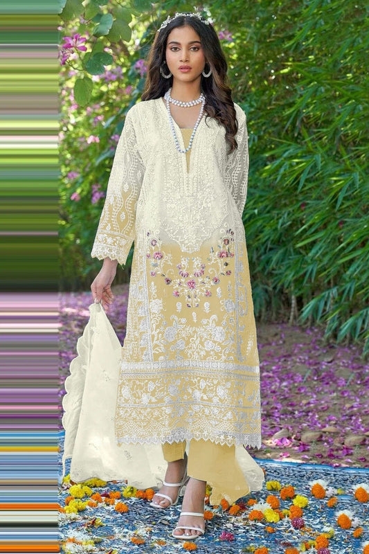 Yellow Organza Pakistani Suit NCSM11410574