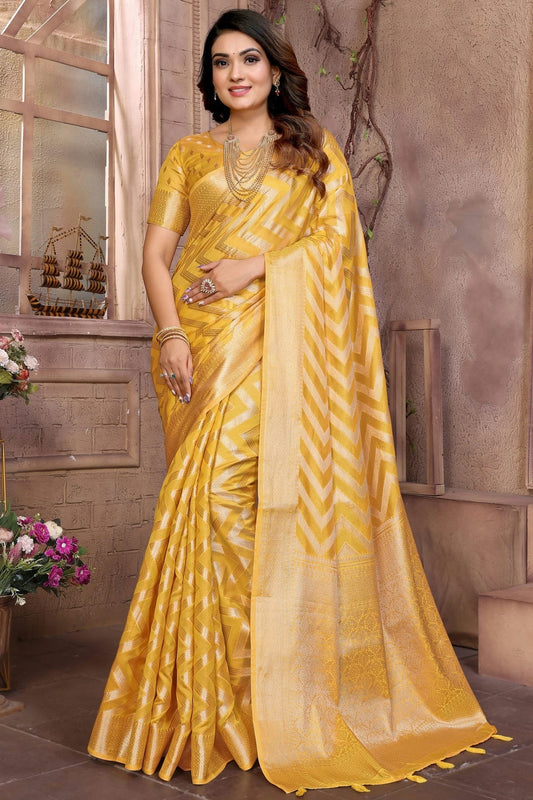 Yellow Organza Saree NCSD11111062