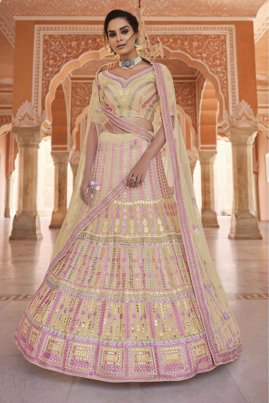 Yellow Organza Thread Lehenga Choli NCLC10810421