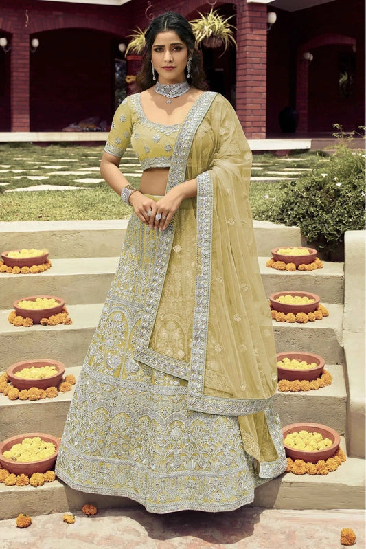 Yellow Organza Zari Lehenga Choli NCLC10810417