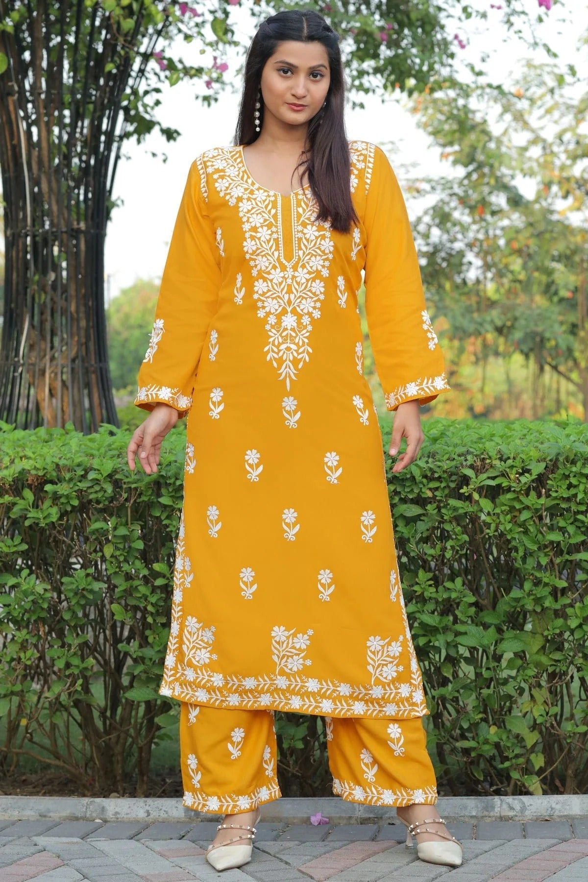 Yellow Rayon Kurta And Pant Set  NCKR11112037