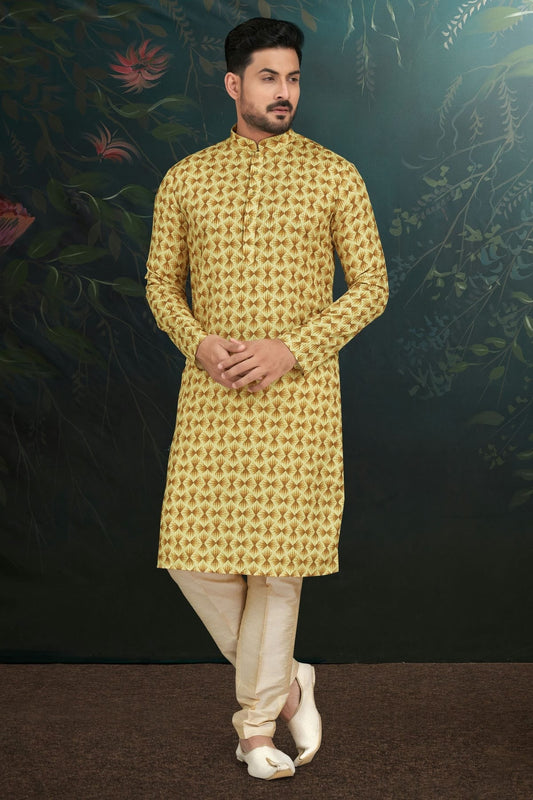 Yellow Rayon Kurta Pajama NCKP10410311
