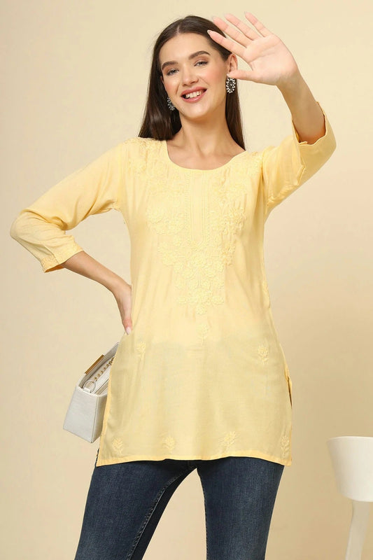 Yellow Rayon Readymade Top  NCTP11112242