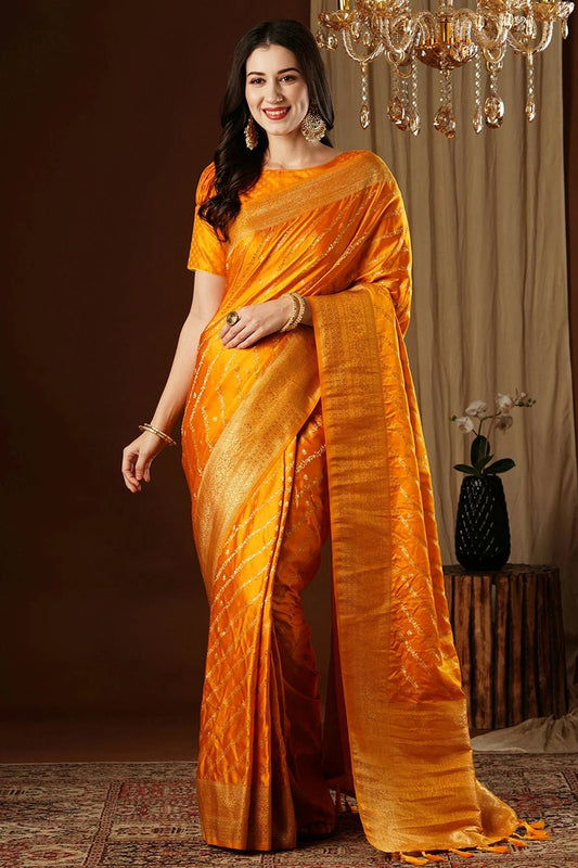 Yellow Satin Silk Traditional Saree NCSD11111493