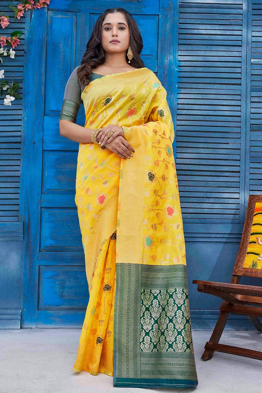 Yellow Silk Blend Traditional Saree NCSD11111861