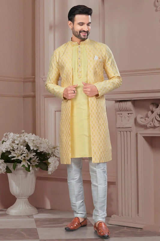 Yellow Silk Dupion Sherwani NCSH10410157