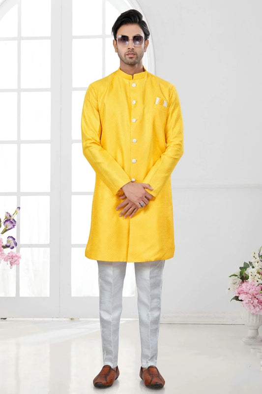 Yellow Silk Dupion Sherwani NCSH10410198