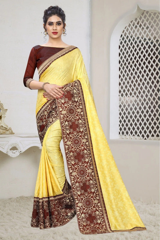Yellow Silk Jacqaurd Embroidery Saree NCSD11210819