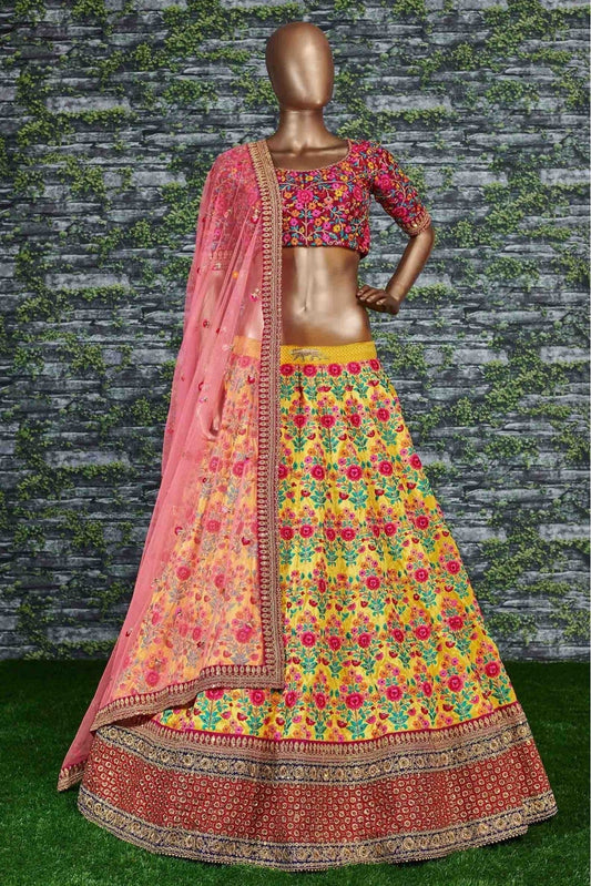 Yellow Silk Lehenga Choli NCLC10110261