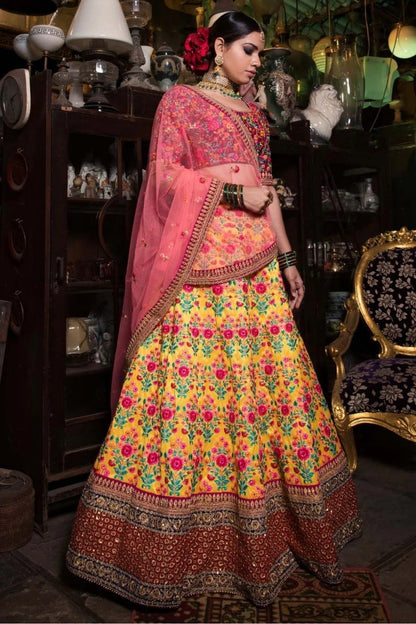 Yellow Silk Lehenga Choli NCLC10110261