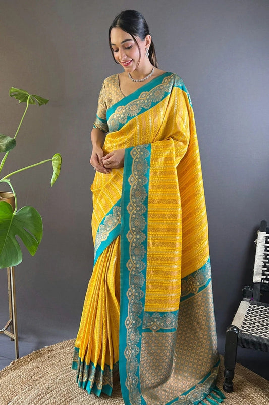 Yellow Silk Woven Saree NCSD12910180