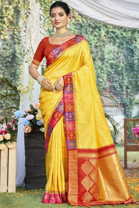 Yellow Silk Woven Traditional Saree NCSD11010397
