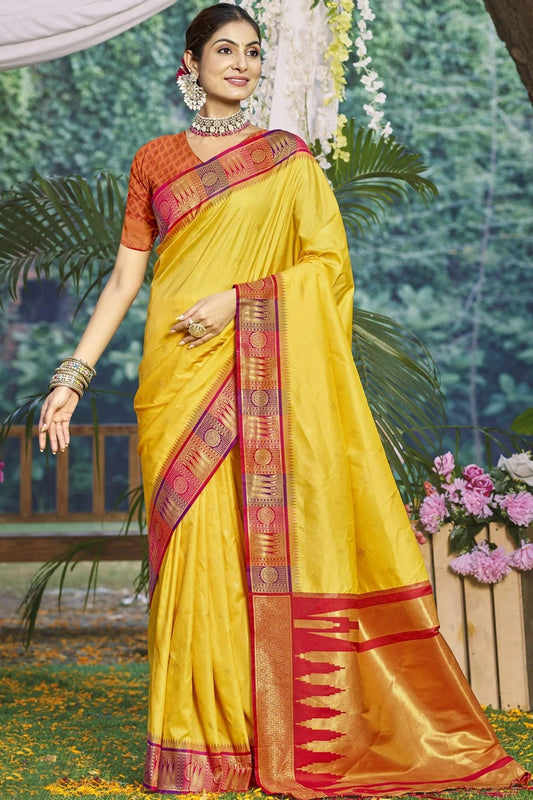 Yellow Silk Woven Traditional Saree NCSD11010401