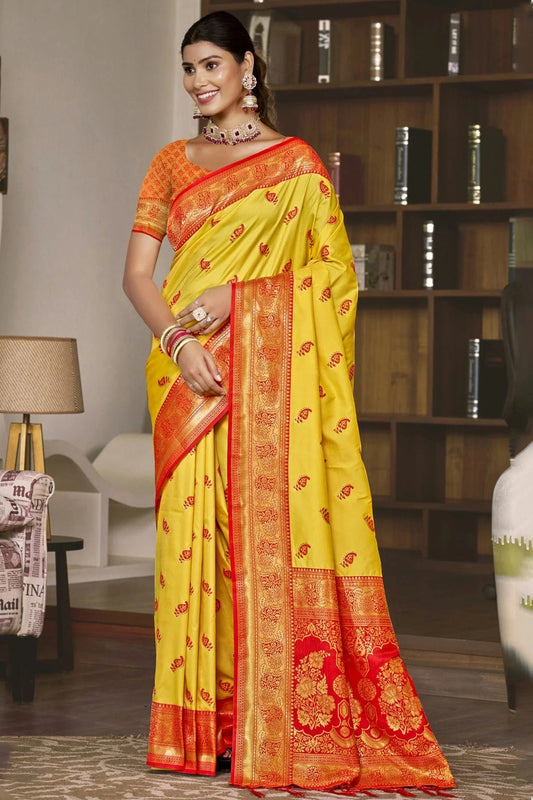 Yellow Silk Woven Traditional Saree NCSD11010408