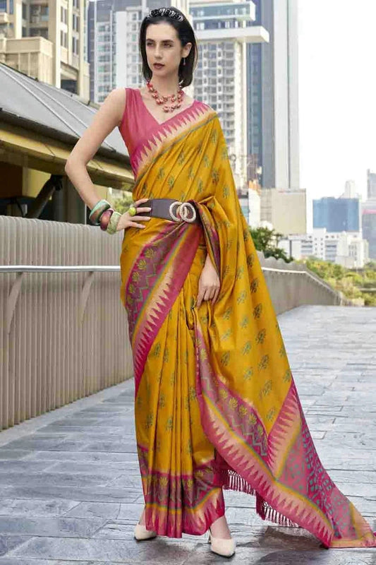 Yellow Soft Silk Printed Traditional Sarees  NCSD11110286