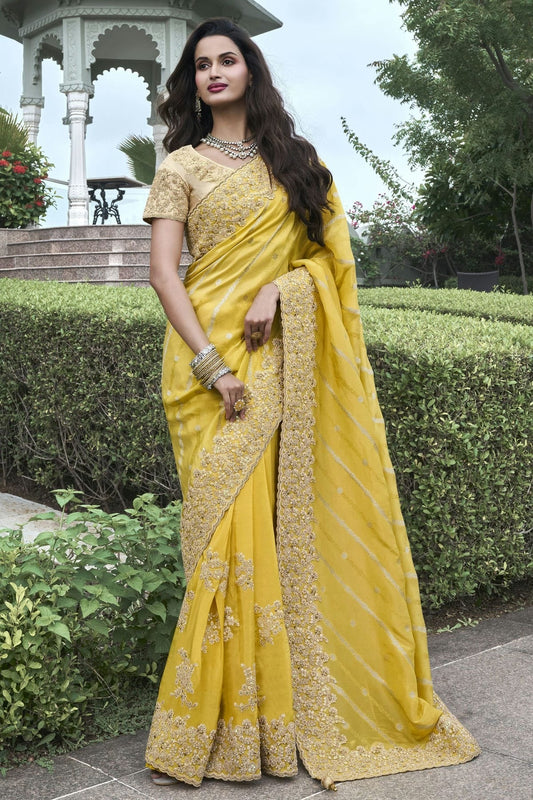 Yellow Tissue Silk Designer Saree NCSD11112201