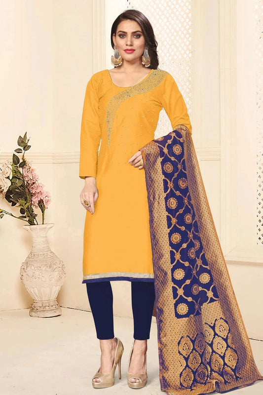 Yellow Unstitched Jaam Cotton Straight Suit NCUS11610361