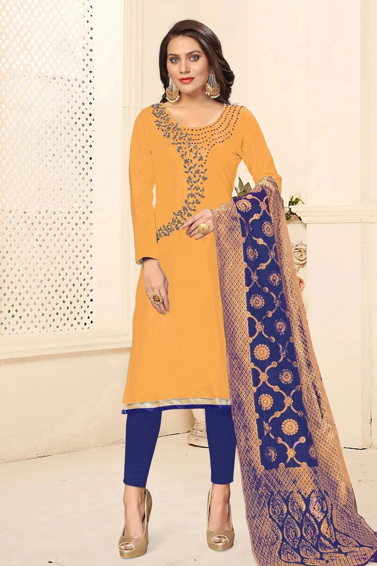 Yellow Unstitched Jaam Cotton Straight Suit NCUS11610365