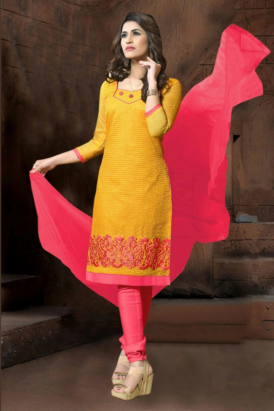 Yellow Unstitched Modal Cotton Churidar Suit NCUS11610204