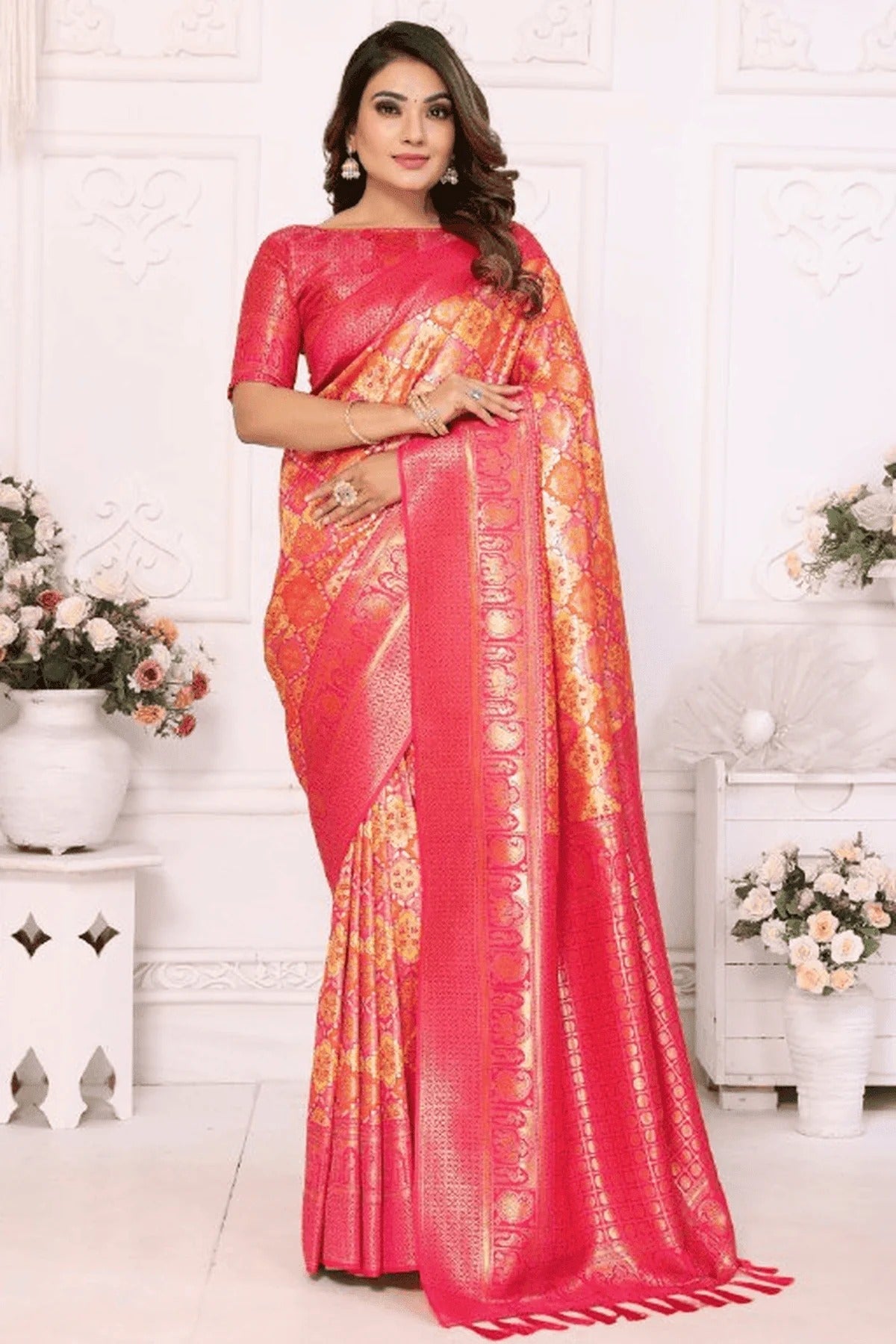 Yellow Woven Banarasi Silk Traditional Saree NCSD12510189