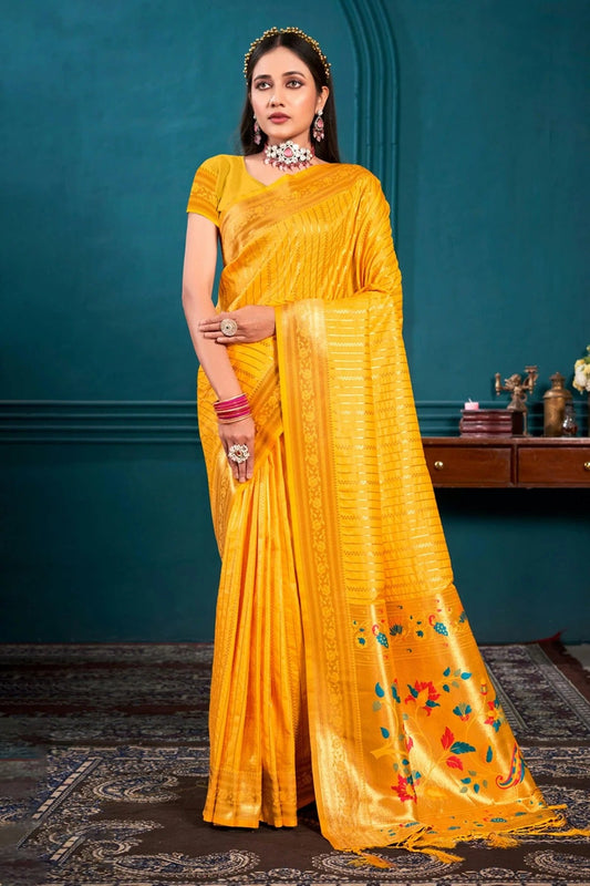 Yellow Woven Paithani Silk Saree NCSD11010499