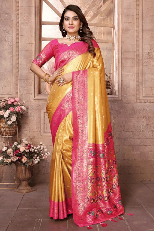 Yellow Woven Pure Banarasi Tissue Silk Traditional Saree NCSD12510099
