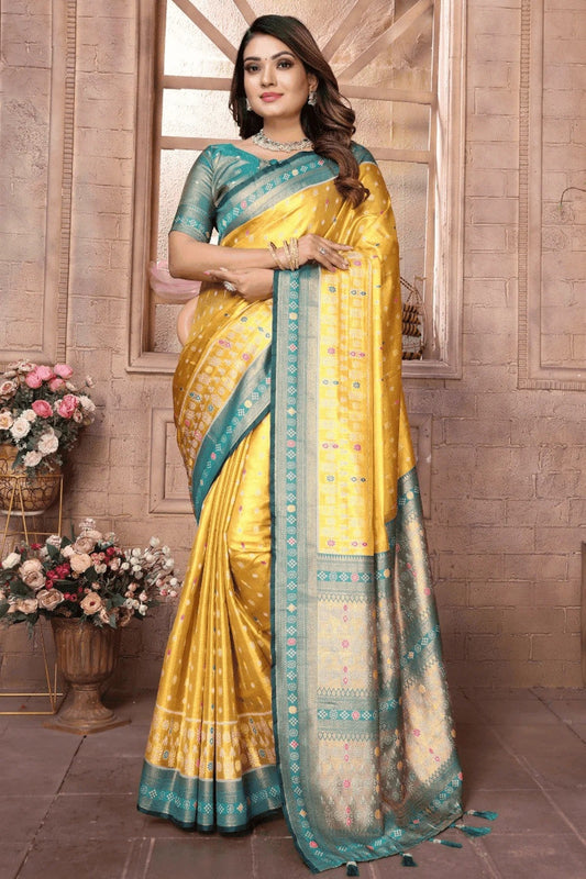 Yellow Woven Pure Banarasi Tissue Silk Traditional Saree NCSD12510134