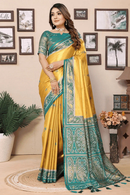 Yellow Woven Pure Banarasi Tissue Silk Traditional Saree NCSD12510136