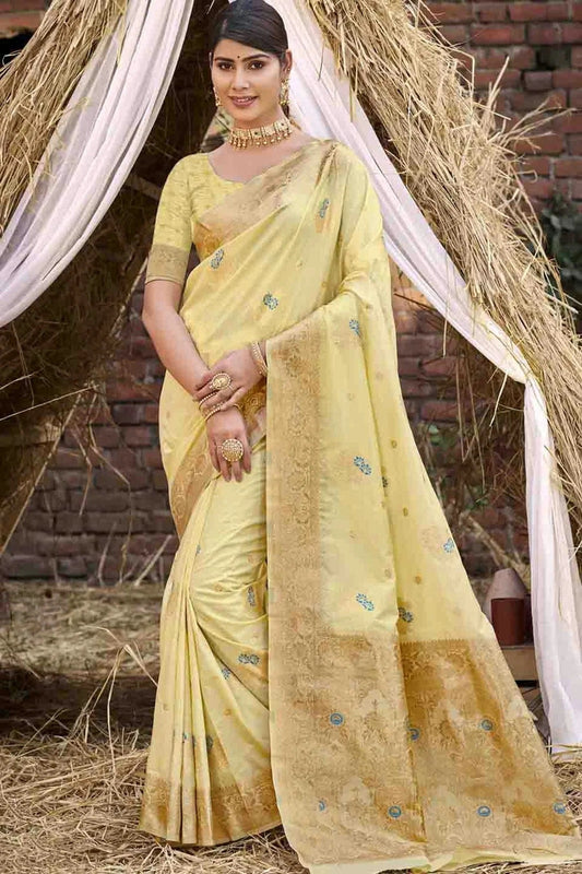 Yellow Woven Silk Traditional Saree NCSD11010118