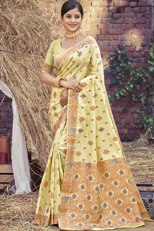 Yellow Woven Silk Traditional Saree NCSD11010130