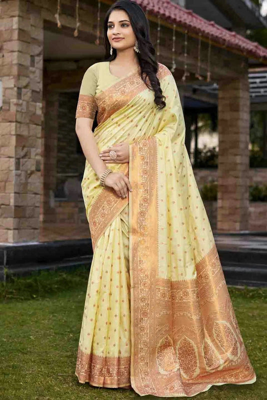 Yellow Woven Silk Traditional Saree NCSD11010149