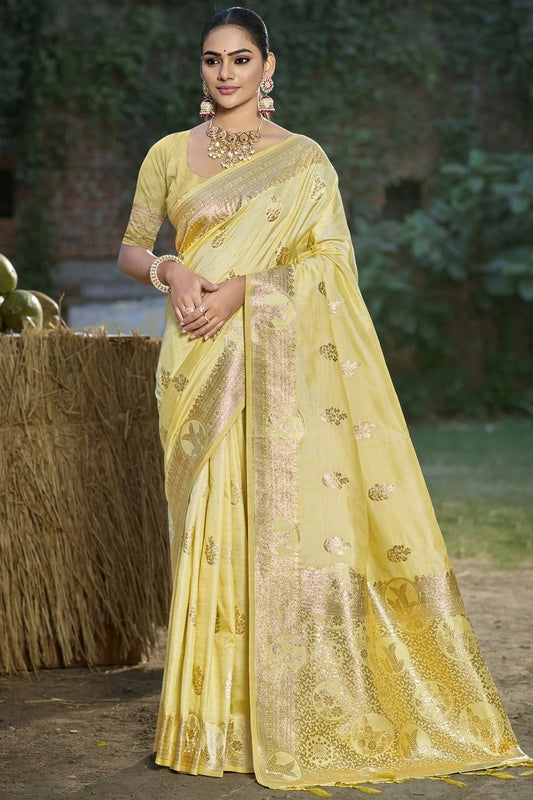 Yellow Woven Silk Traditional Saree NCSD11010164
