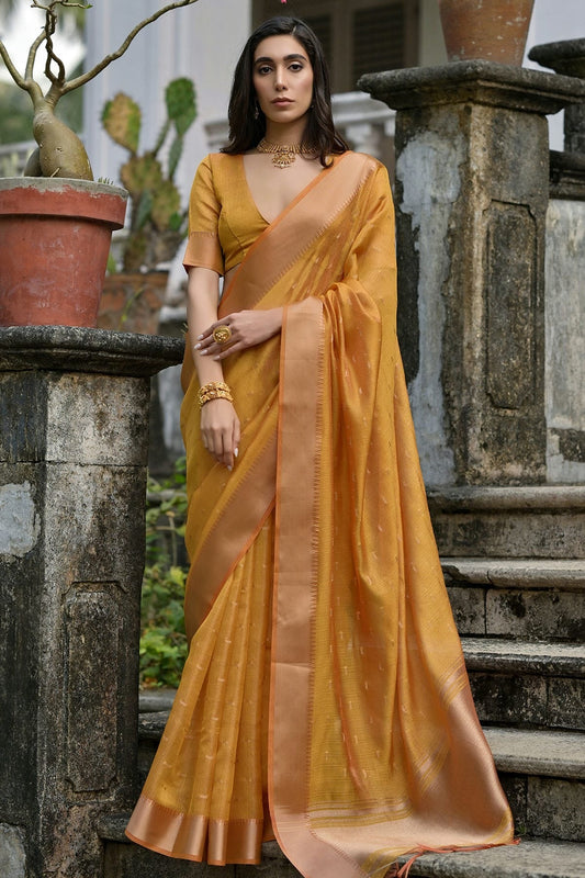 Yellow Woven Soft Tussar Silk Saree NCSD12610162